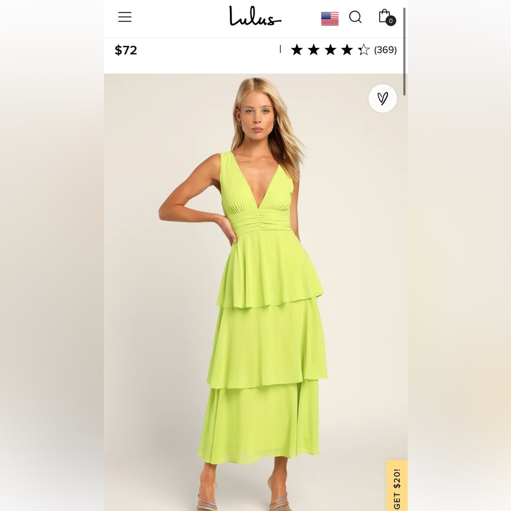Lulus Celebration Time Green Tiered Midi Dress